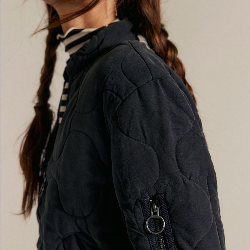 Free People Black Quilted Bomber Jacket - Picture 2 of 7